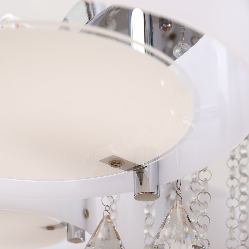 3/5 heads lights of Modern Round Acrylic LED Semi Flush Mount with Crystal Accent