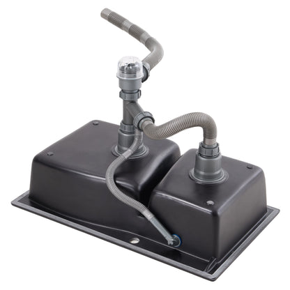 Modern Double Bowl Quartz Resin Composite Kitchen Sink with Waste Kit