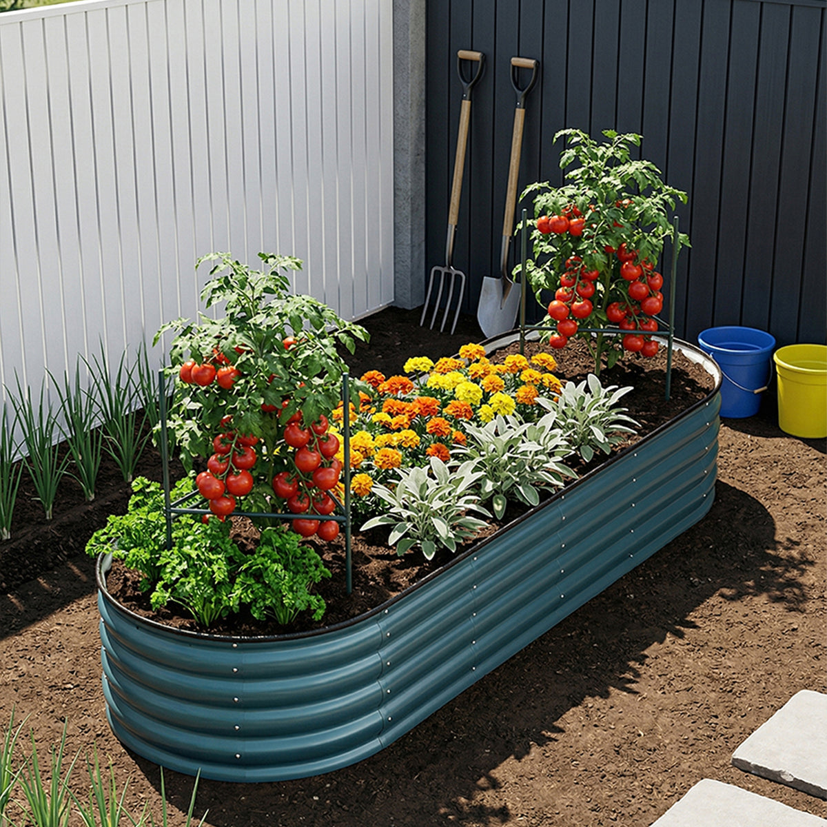 Oval-Shaped Galvanised Steel Raised Garden Bed