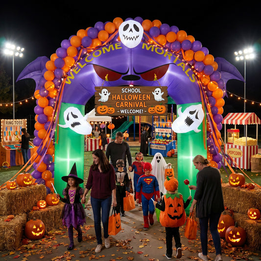8.2FT Halloween Inflatable Devil Archway Decoration with Built-in Lights