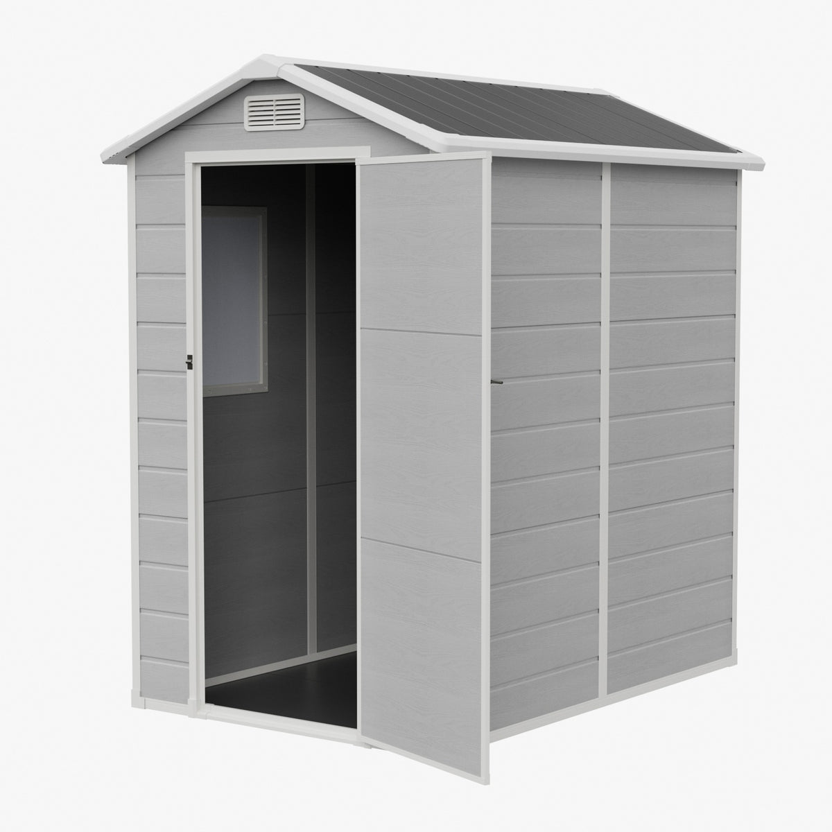 4 x 6 ft Plastic Garden Storage Shed with Apex Roof & Lockable Door