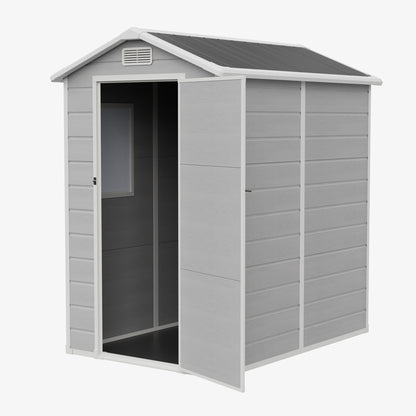 4 x 6 ft Plastic Garden Storage Shed with Apex Roof & Lockable Door