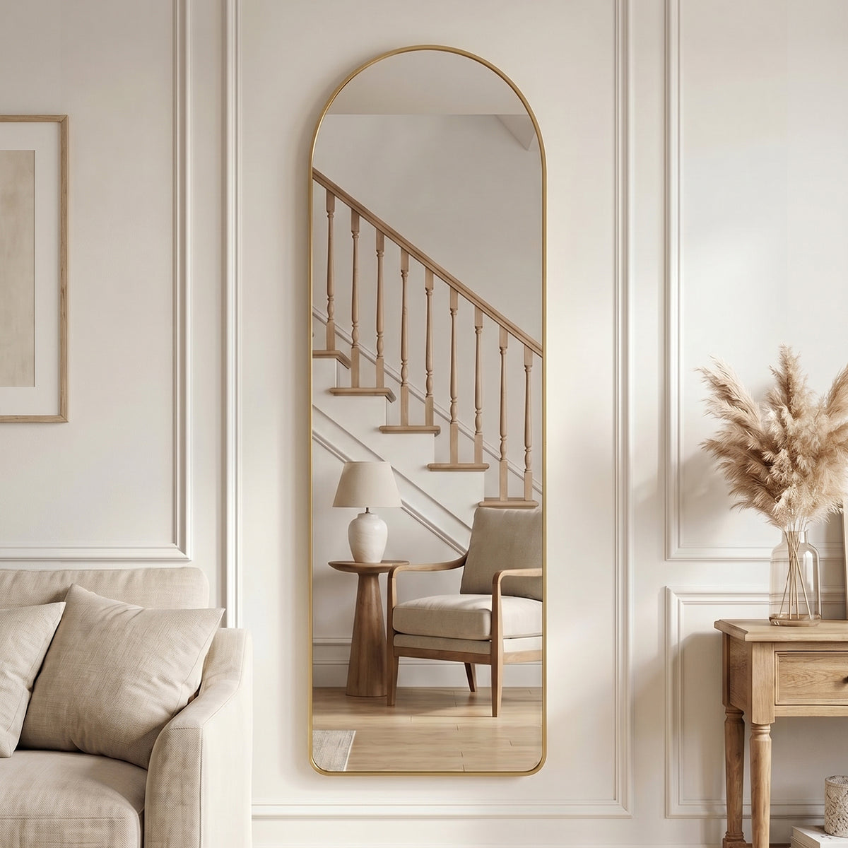 Modern Arched Metal Floor Mirror