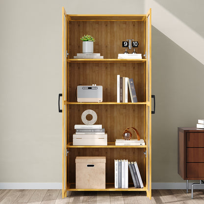 4-Tier Narrow Bookcase Storage Cabinet with Acrylic Door