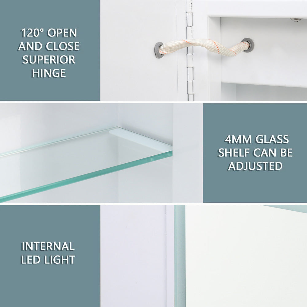 Rectangular Wall Mount Mirror Cabinet with LED Lighting
