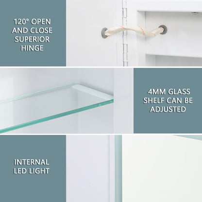 Rectangular Wall Mount Mirror Cabinet with LED Lighting