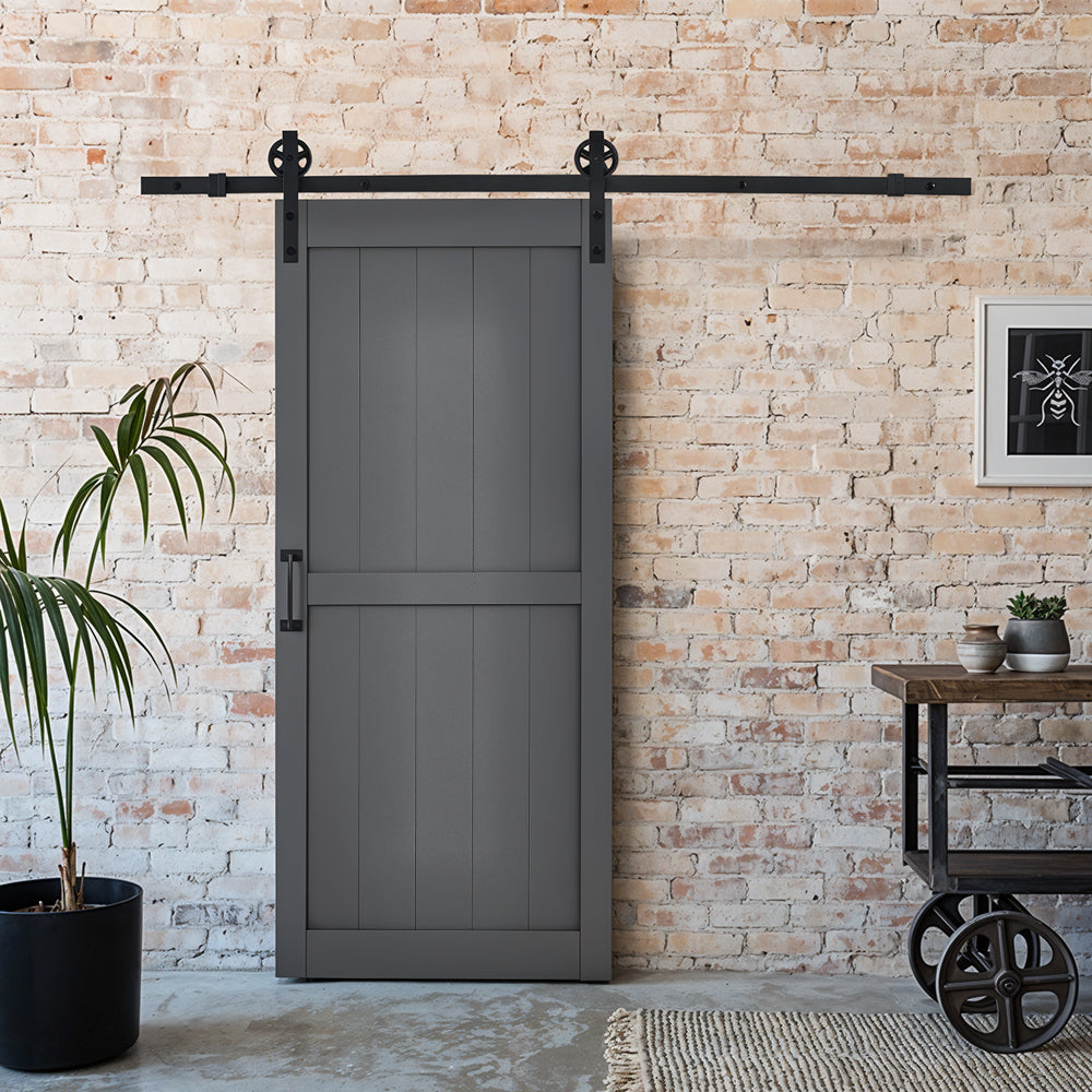 200cm Black Sliding Barn Door Hardware Kit
