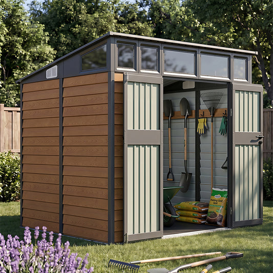 8x7 FT Large Metal Garden Tool Storage Shed