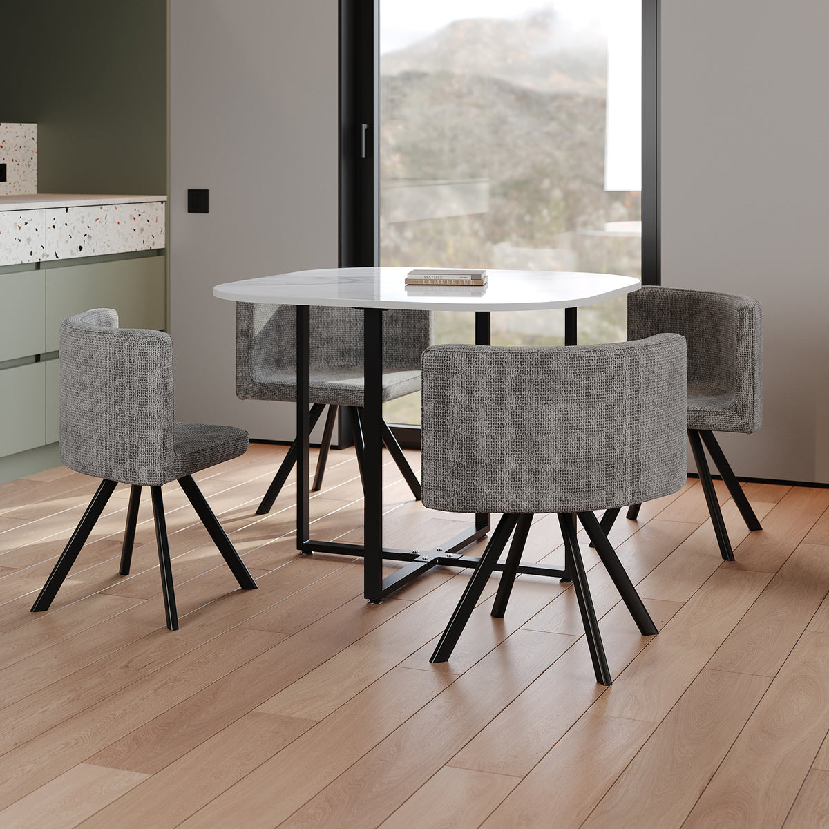Dining Table Set with 4 Chairs