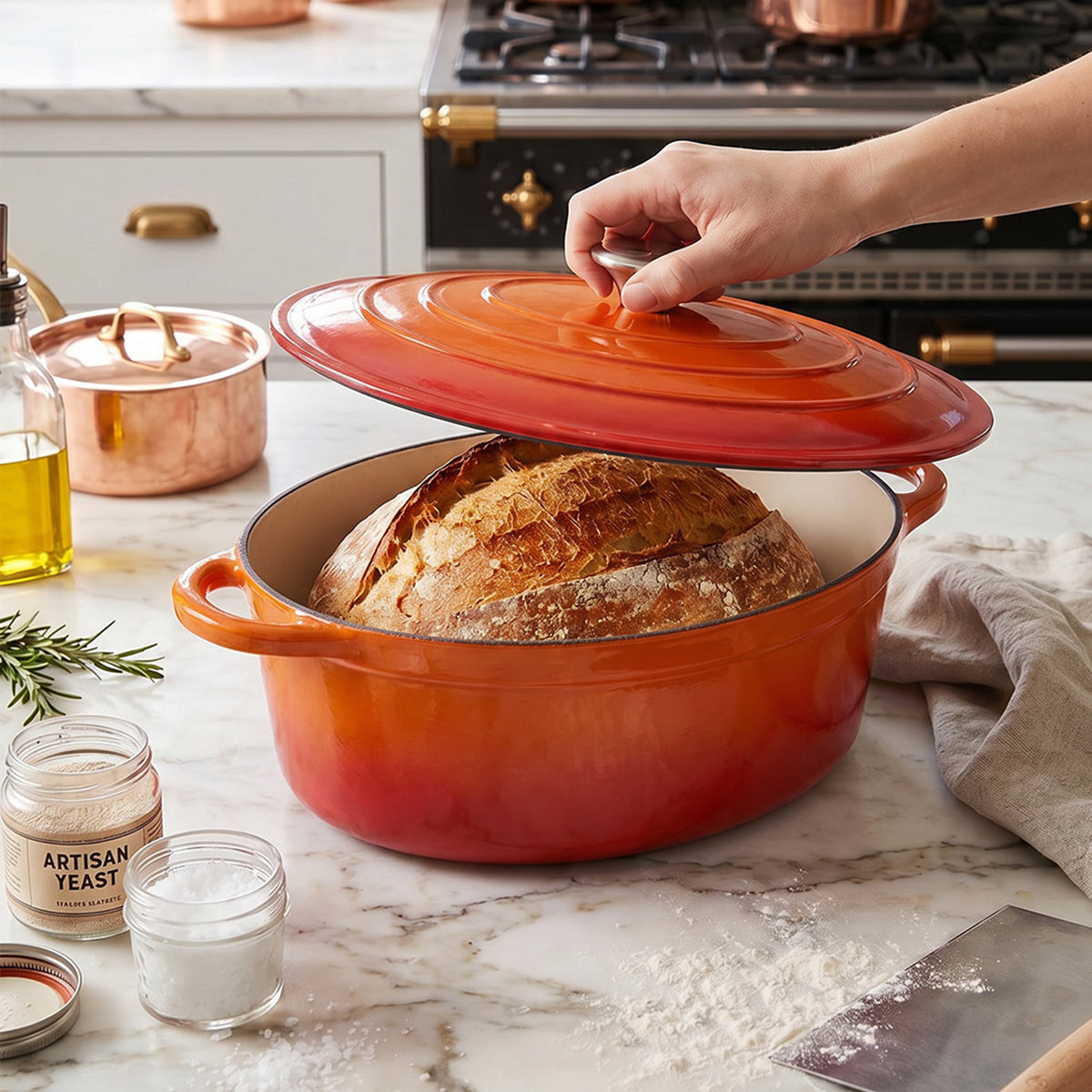 Enamelled Cast Iron Dutch Oven Pot for Bread Baking