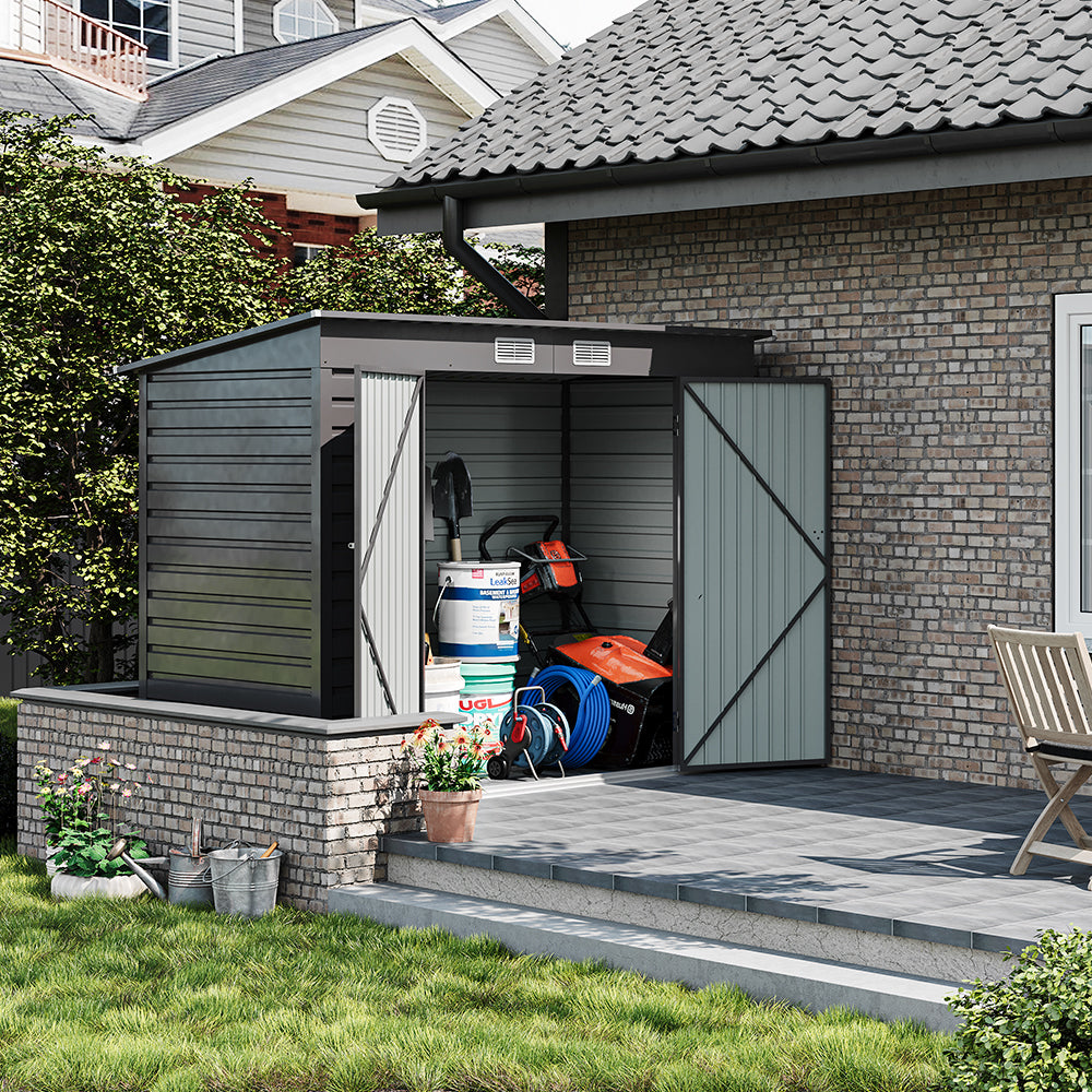 Outdoor Galvanized Steel Storage Shed with Dual Doors