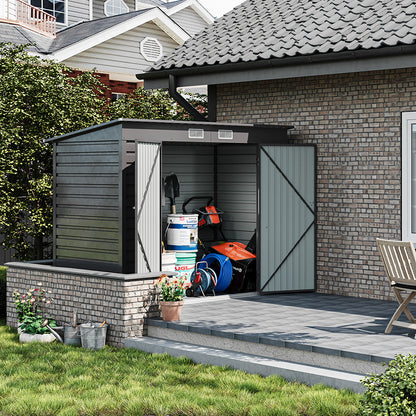 Outdoor Galvanized Steel Storage Shed with Dual Doors