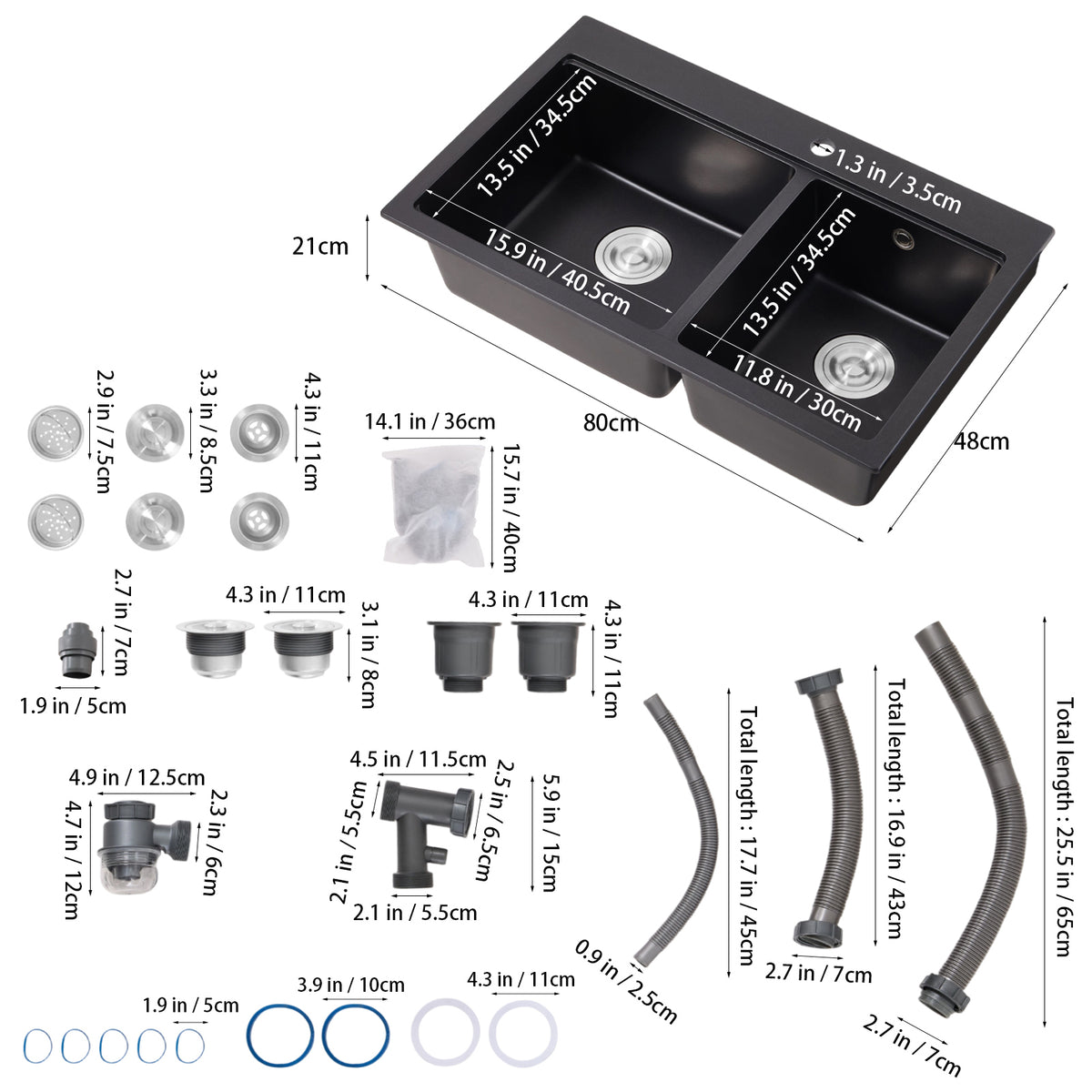 Modern Quartz Resin Composite Kitchen Sink with Waste Kit