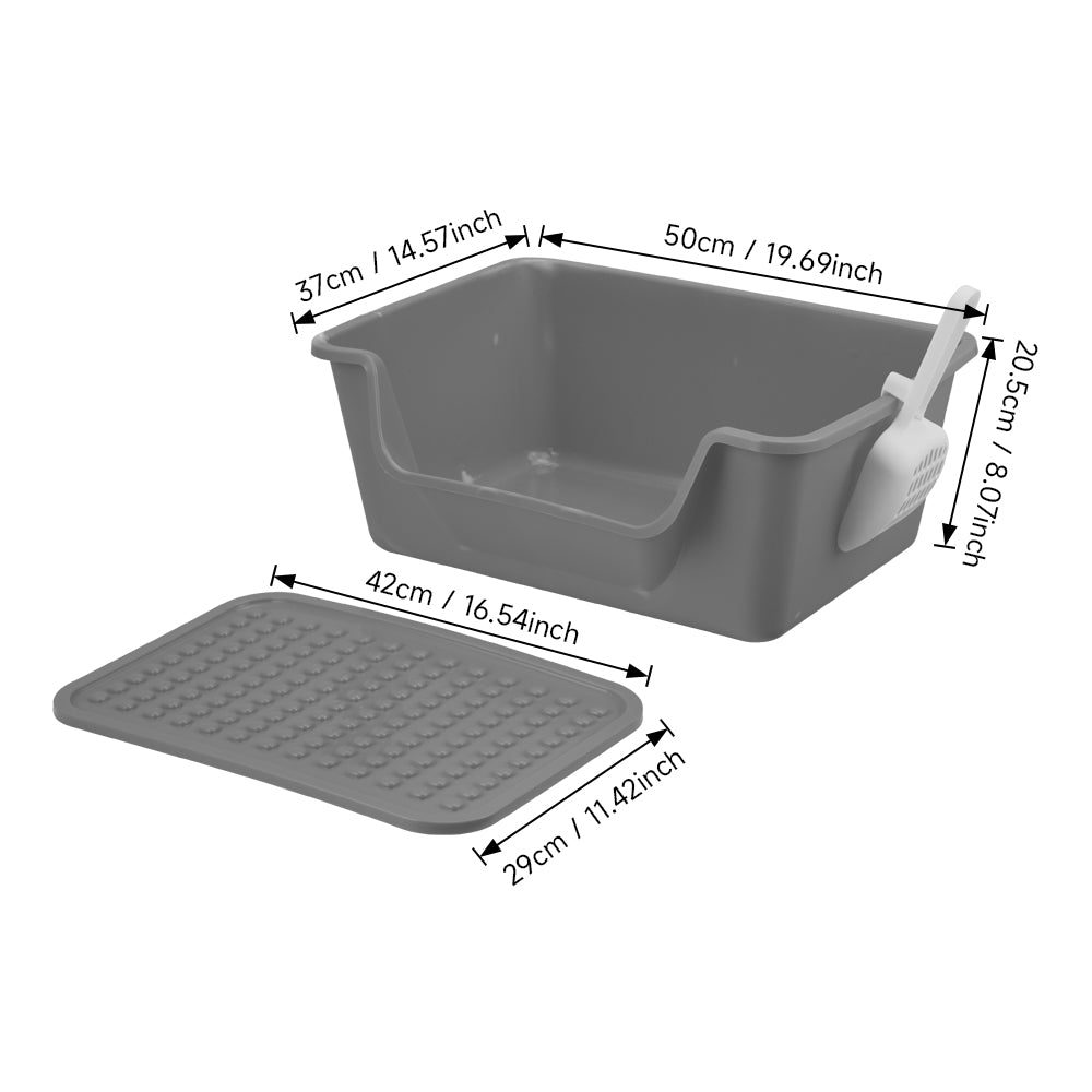 Open Top Cat Litter Box with Cat Litter Mat