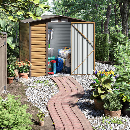 Outdoor Galvanized Steel Tawny Storage Shed