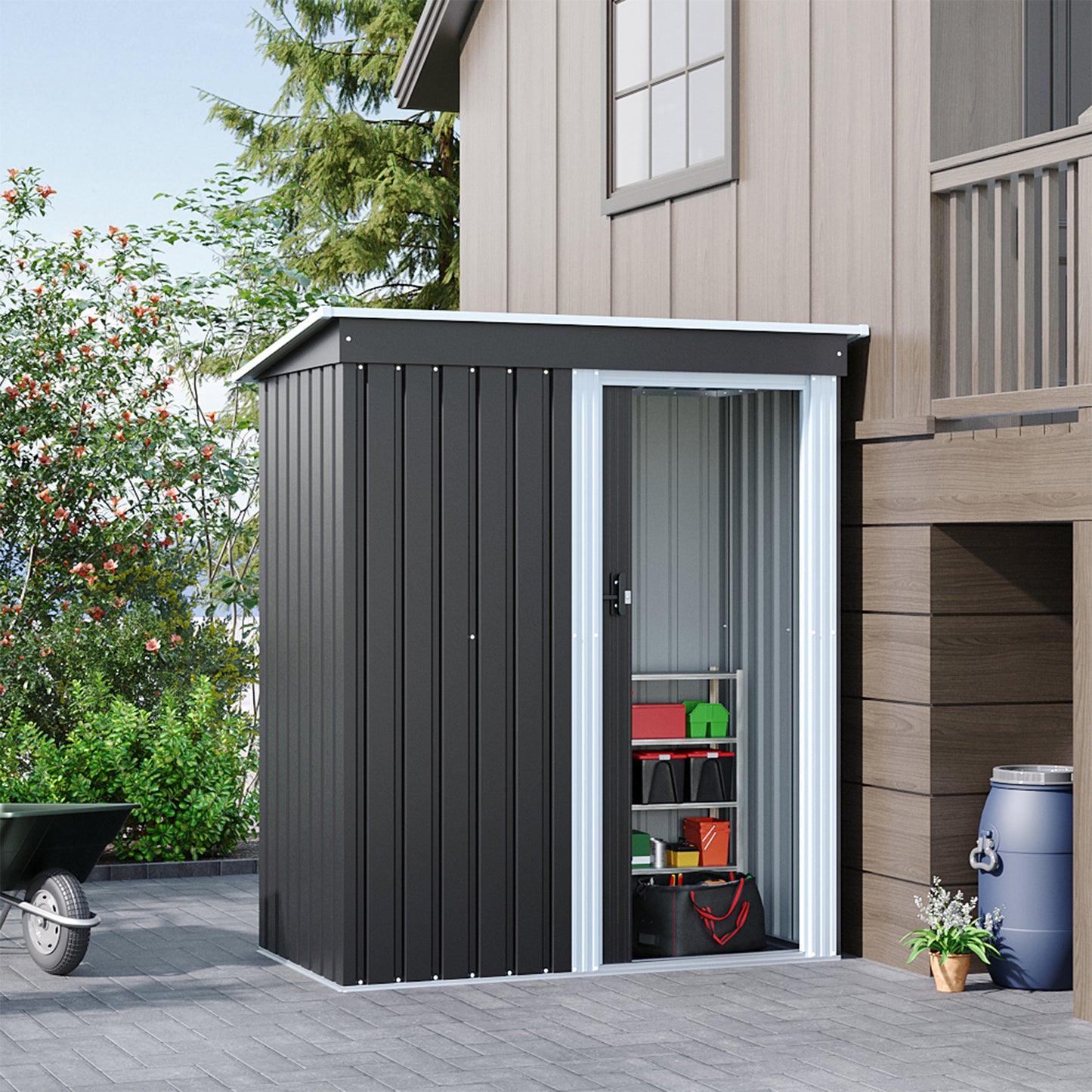 3 x 5FT Outdoor Metal Storage Shed with Lockable Door