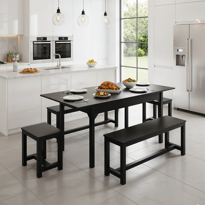 Extendable Wooden Dining Table and Chair Set