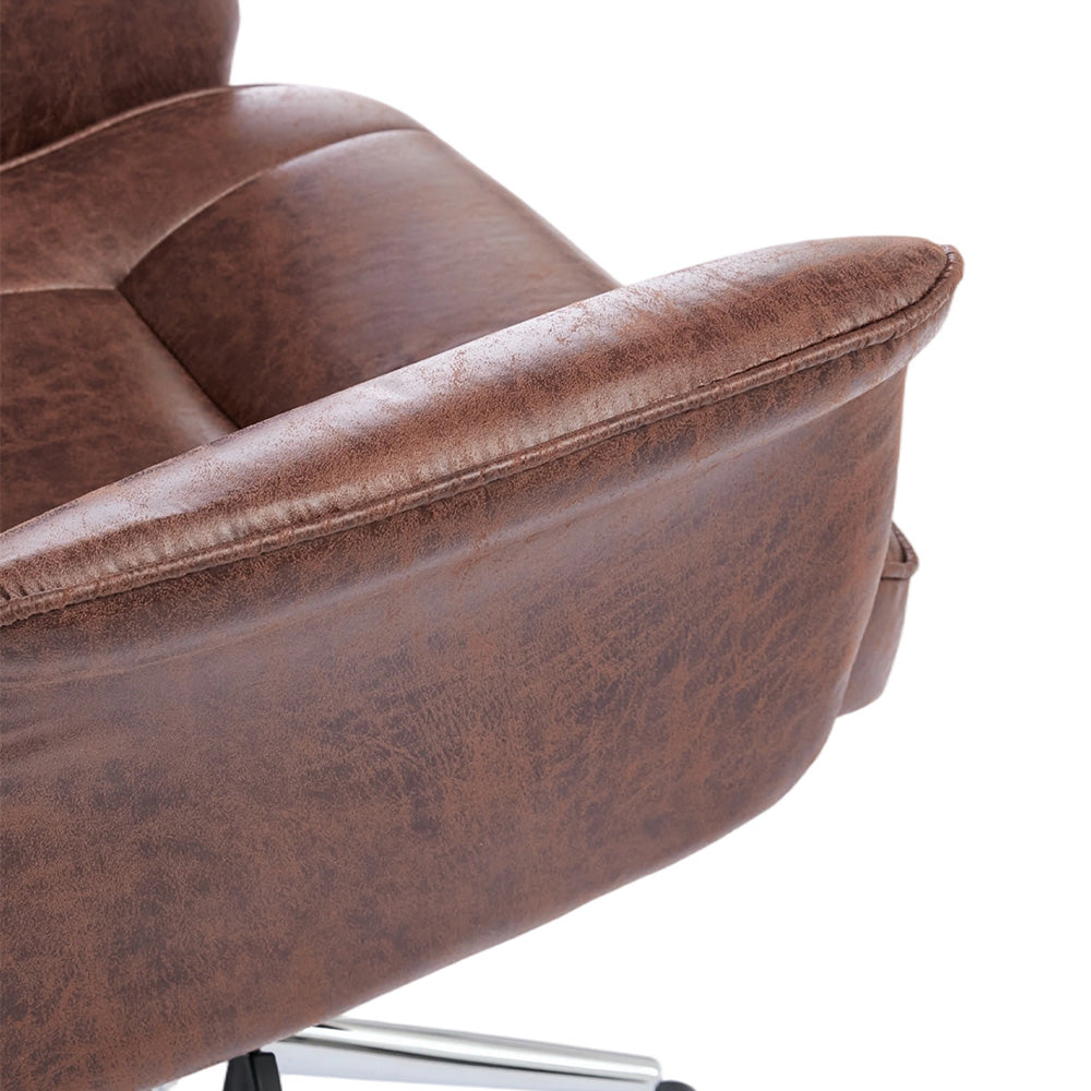 Retro-style PU Leather Office Chair with Armrests and Casters