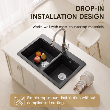 Modern Quartz Resin Composite Kitchen Sink with Waste Kit