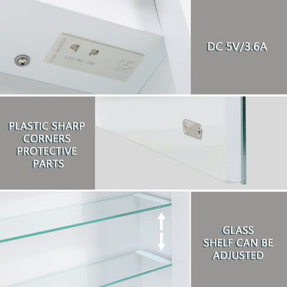 Rectangular Wall Mount Mirror Cabinet with LED Lighting