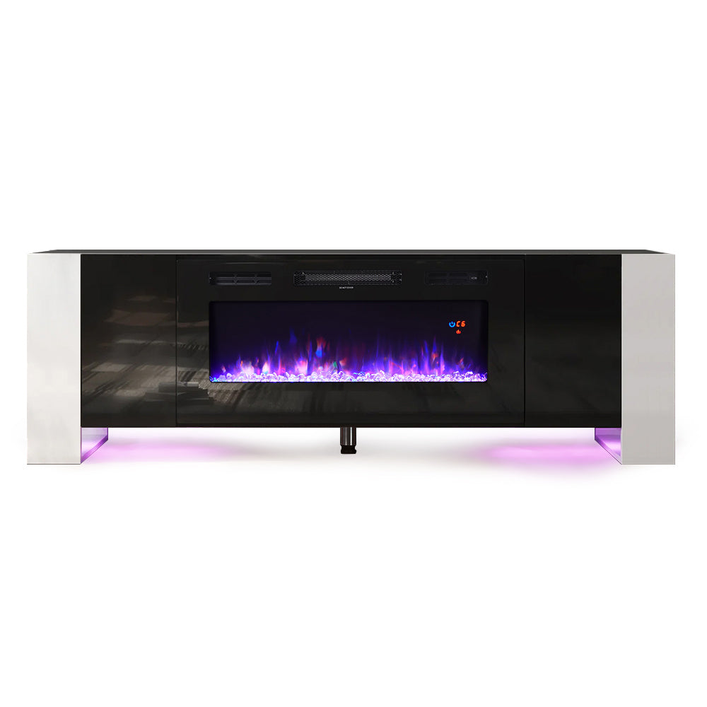 Recessed Electric Fireplace TV Stand with Remote Control