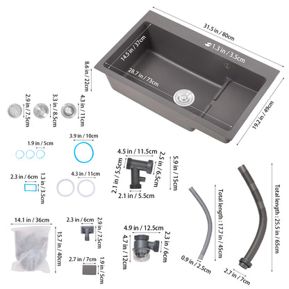 Modern Quartz Resin Composite Kitchen Sink with Waste Kit