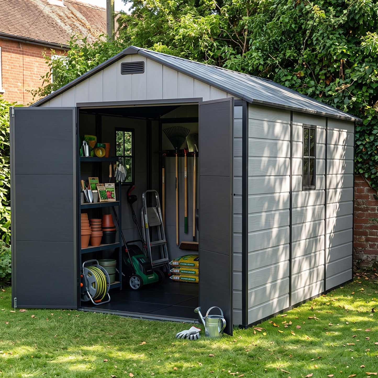 8x10FT Plastic Garden Storage Shed with Lockable Door