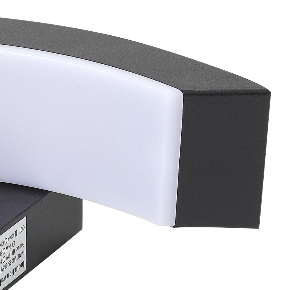 Modern Black LED Curved Induction Wall Light for Outdoor