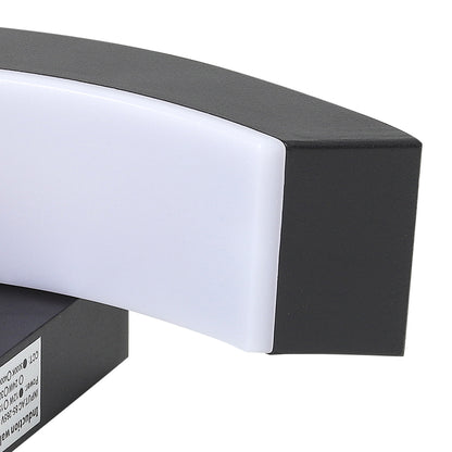 Modern Black LED Curved Induction Wall Light for Outdoor
