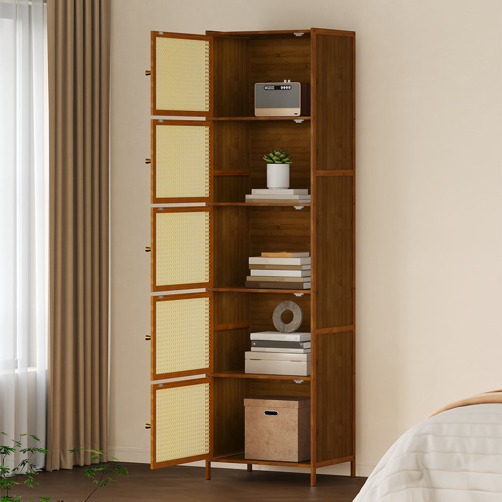 Narrow Bookcase Storage Cabinet with Doors