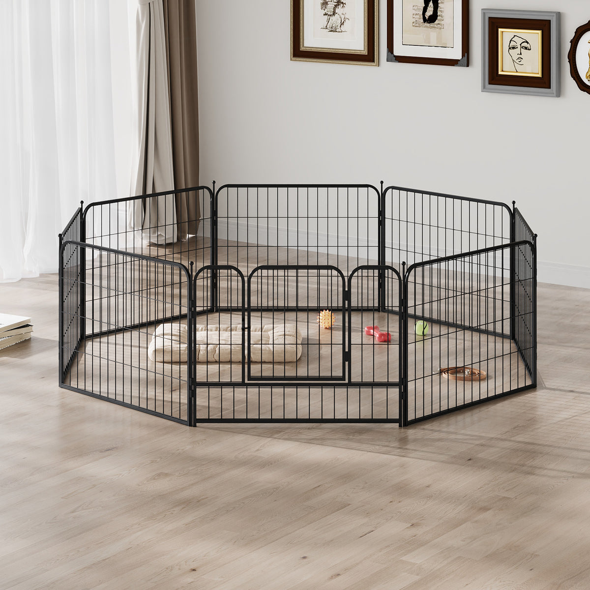 8-Panel Metal Pet Playpen with Gate