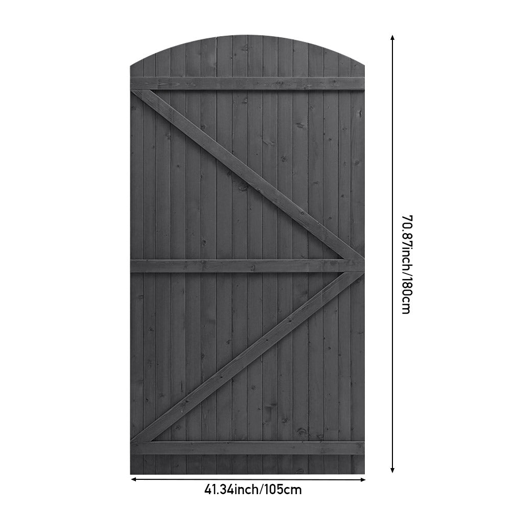 Grey Semi Braced Arch Top Strong Wooden Garden Gate