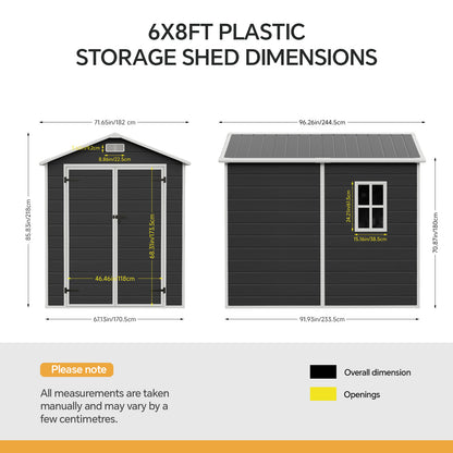 6x8 FT Outdoor Garden Plastic Storage Shed