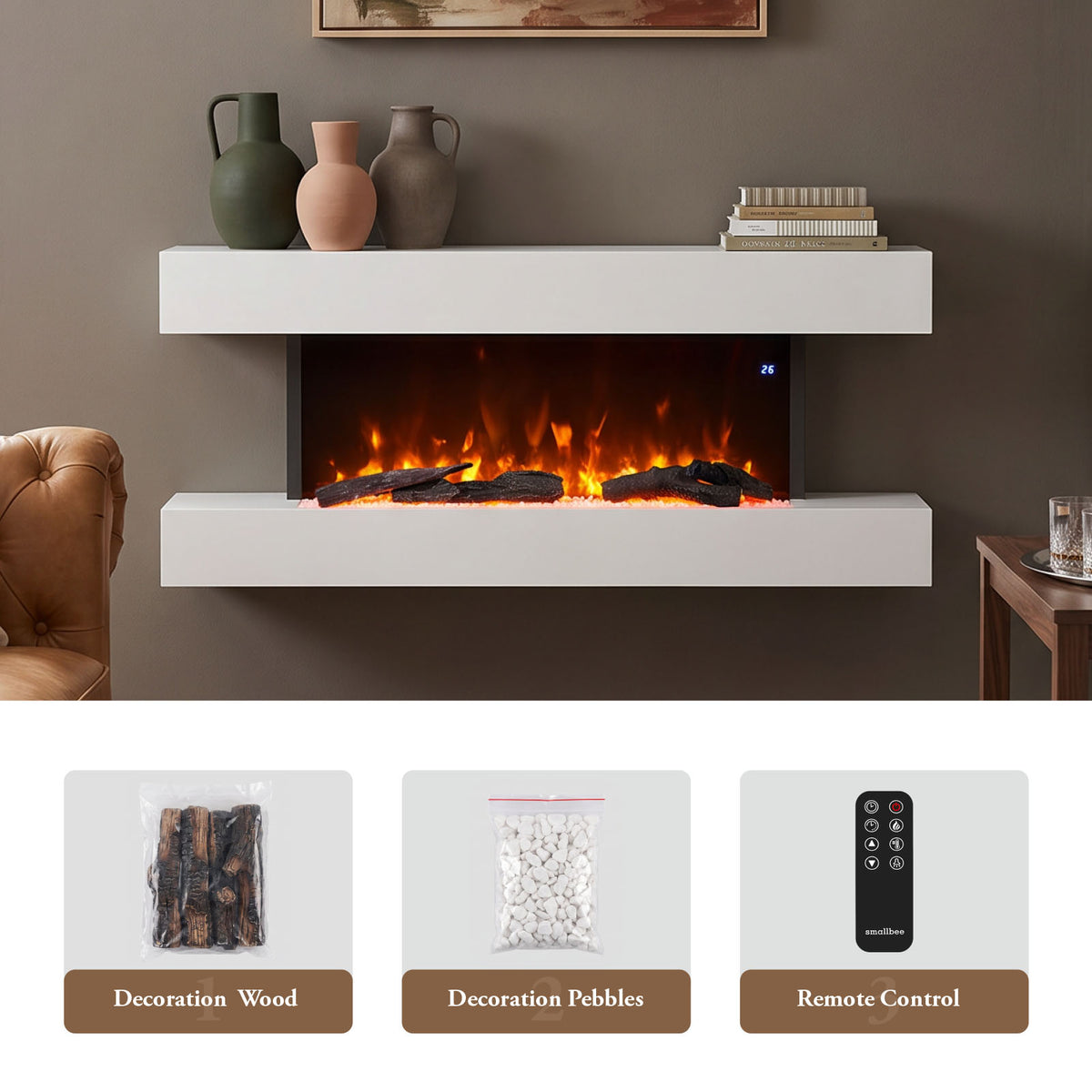 52inch Wall Mounted Electric Fireplace with Remote Control