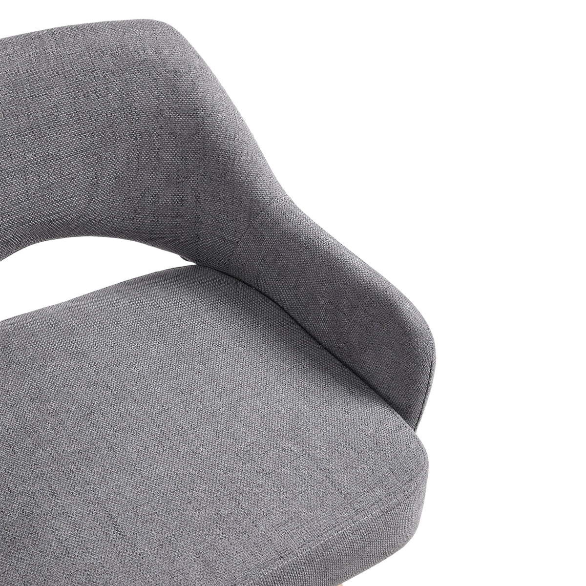 Set of 2 Swivel Chenille Upholstered Bar Stools with Wooden Legs