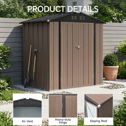 6 x 4 ft Apex Roof Garden Tool Shed With Lockable Doors