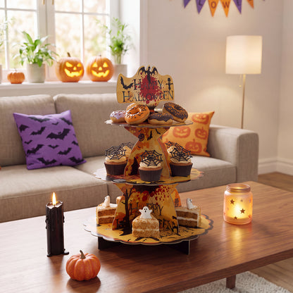 3-Tier Halloween Cardboard Cupcake Display Stand
