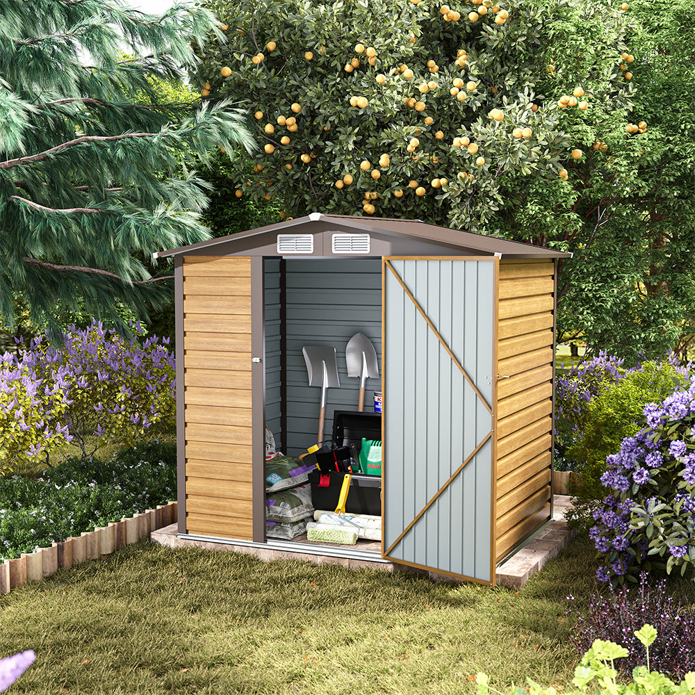 Outdoor Galvanized Steel Tawny Storage Shed