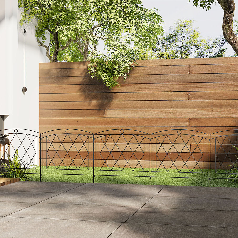 5 Pack Black Metal Garden Border Fence Panels