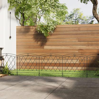 5 Pack Black Metal Garden Border Fence Panels