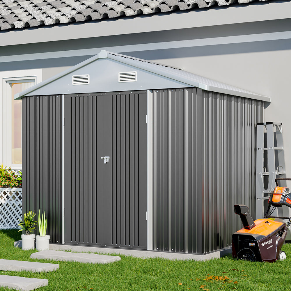 6x8FT Metal Garden Storage Shed with Lockable Door