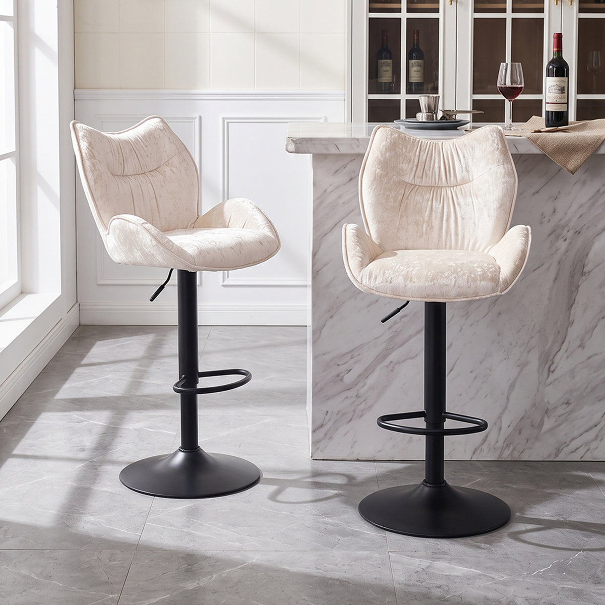 2Pcs Height Adjustable Bar Stools