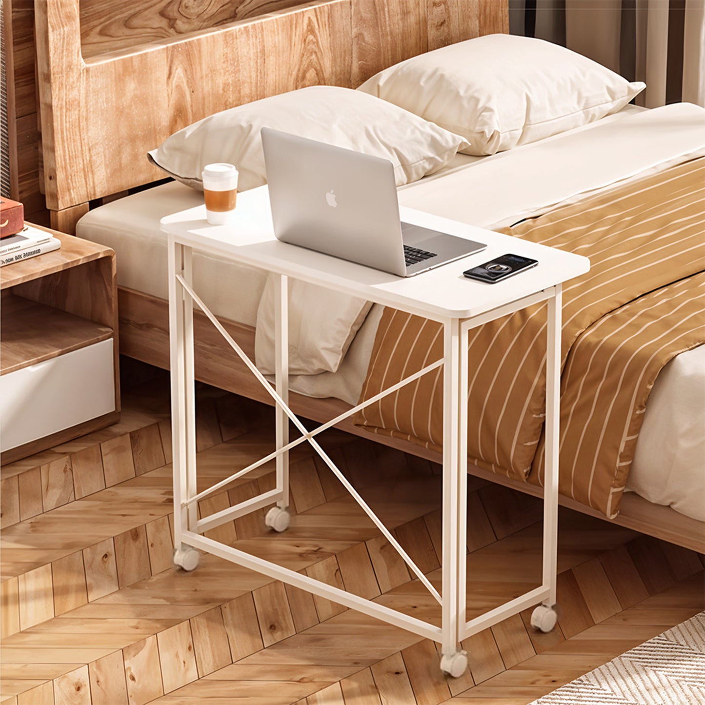 Folding Office Desk with Casters