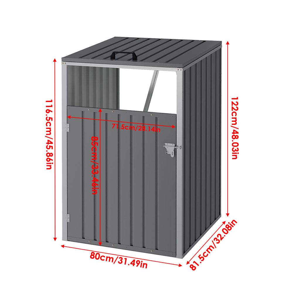 Metal Outdoor Garbage Bin Shed For 1 Trash Bin