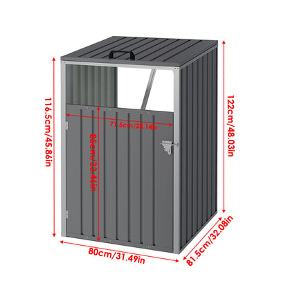 Metal Outdoor Garbage Bin Shed For 1 Trash Bin