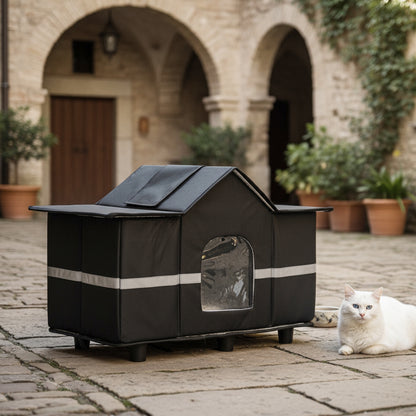 64cm Outdoor Cat House with Raised Base & Reflective Strips