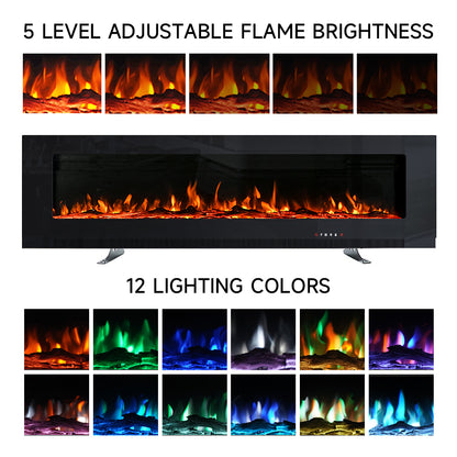 Wall Mounted Electric Fireplace with Remote Control