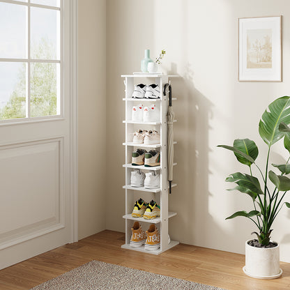 Natural Wood 8-Tier Shoe Rack for Entryway