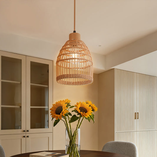 E27 Bamboo-woven Ceiling Pendant Light