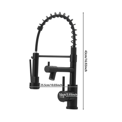 Stainless Steel Kitchen Faucet with Pull Down Spring Spout and Pot Filler
